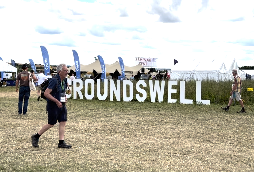 Large Roundswell sign at outdoor festival field